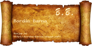 Bordás Barna névjegykártya